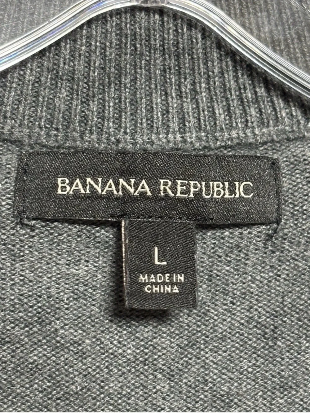 Banana Republic Sweater Jacket Men L Chest Arm Pockets Gray Full Zip Stretch